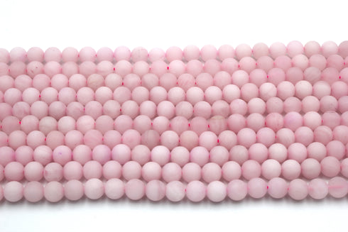 Matte Rose Quartz Gemstone Beads, 8mm, Round